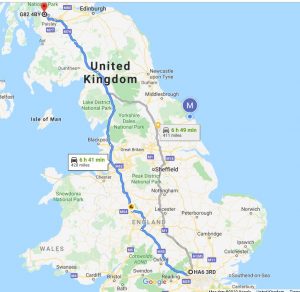 Hot Tub Relocation Map - London to Glasgow