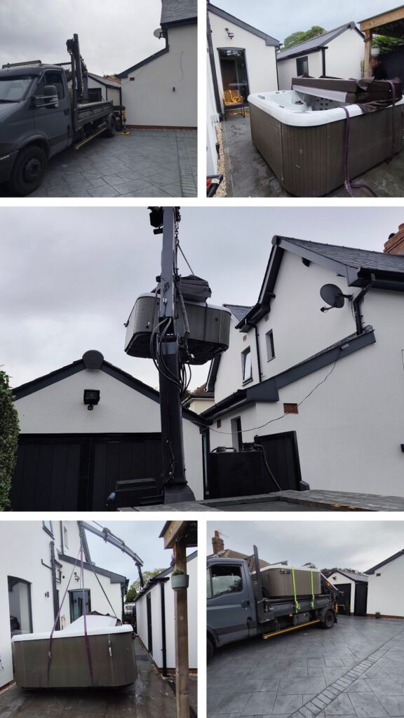 Hot tub removal with crane in Scarborough North Yorkshire